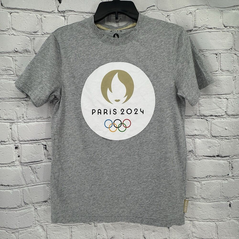 2024 Paris Summer Olympics Official 100% Cotton S/S T-Shirt Gray • Small